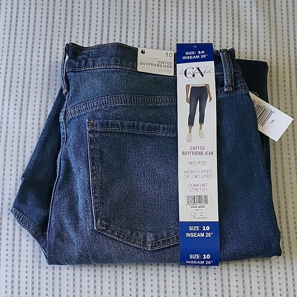 Gloria Vanderbit Women's Blue Cuffed Boyfriend Jeans - Picture 4 of 4